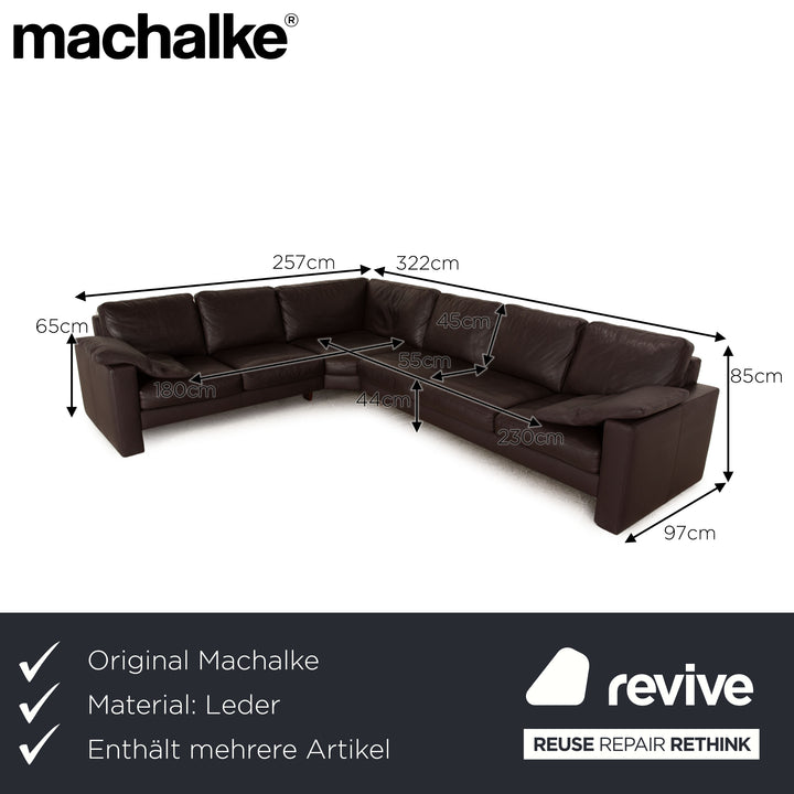 Machalke System Plus Leder Sofa Garnitur Braun Ecksofa Hocker