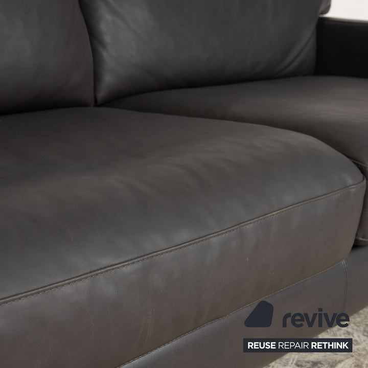 Machalke System Plus Leder Zweisitzer Grau Sofa Couch