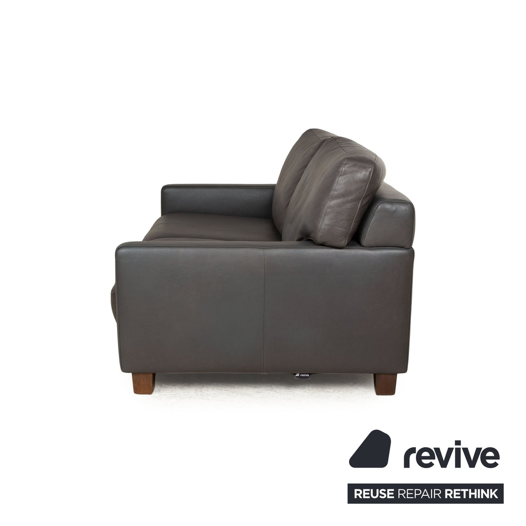 Machalke System Plus Leder Zweisitzer Grau Sofa Couch