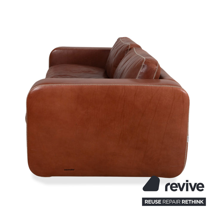 Machalke Valentino Three-Seater Leather Sofa Brown Couch