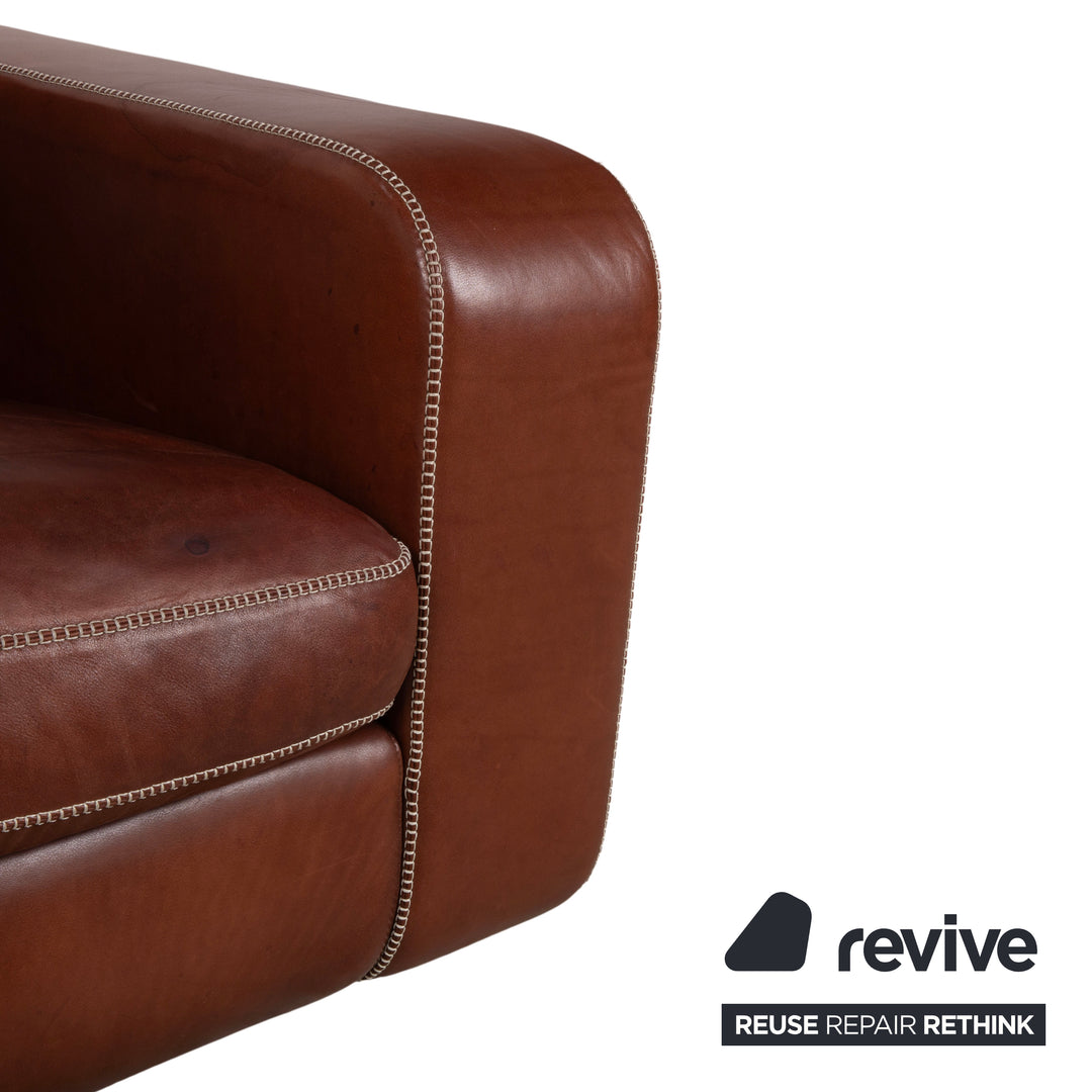 Machalke Valentino Dreisitzer Leder Sofa Braun Couch