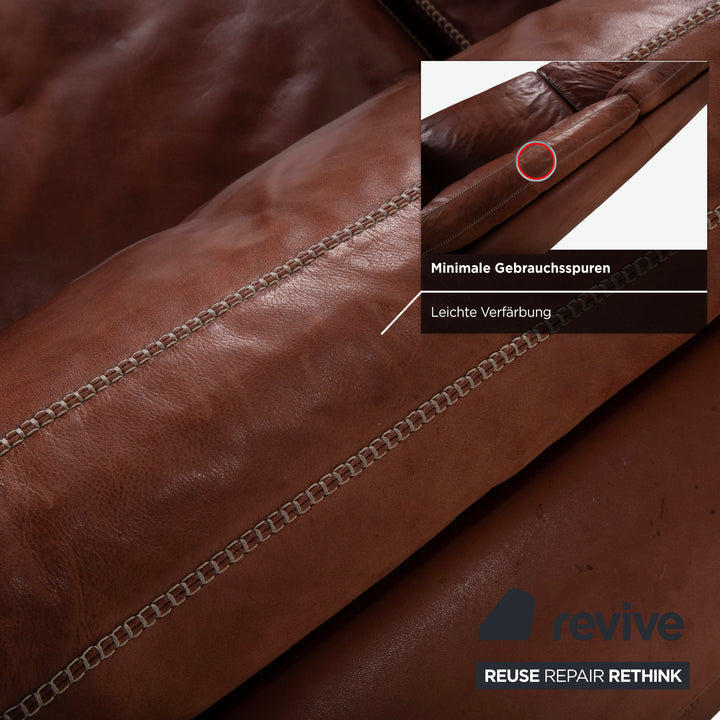Machalke Valentino Dreisitzer Leder Sofa Braun Couch