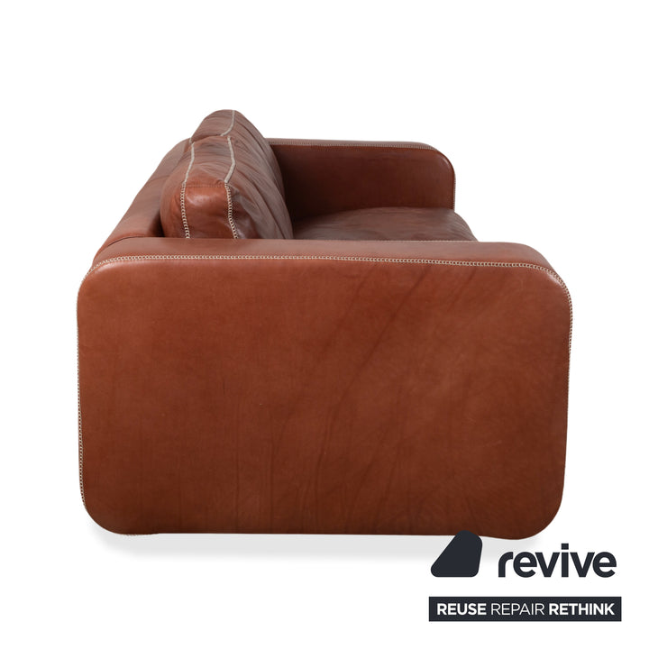 Machalke Valentino Three-Seater Leather Sofa Brown Couch