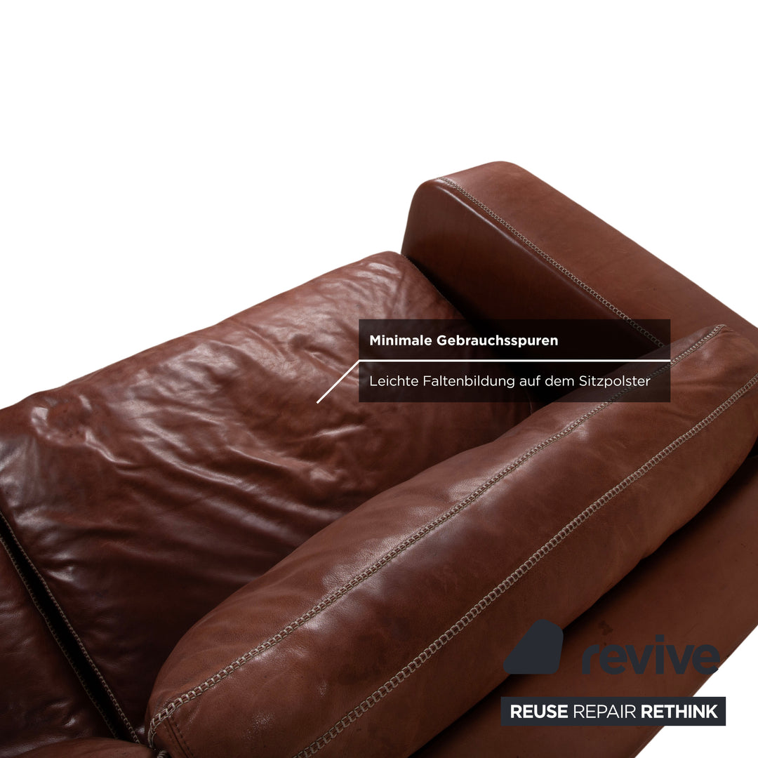 Machalke Valentino Dreisitzer Leder Sofa Braun Couch