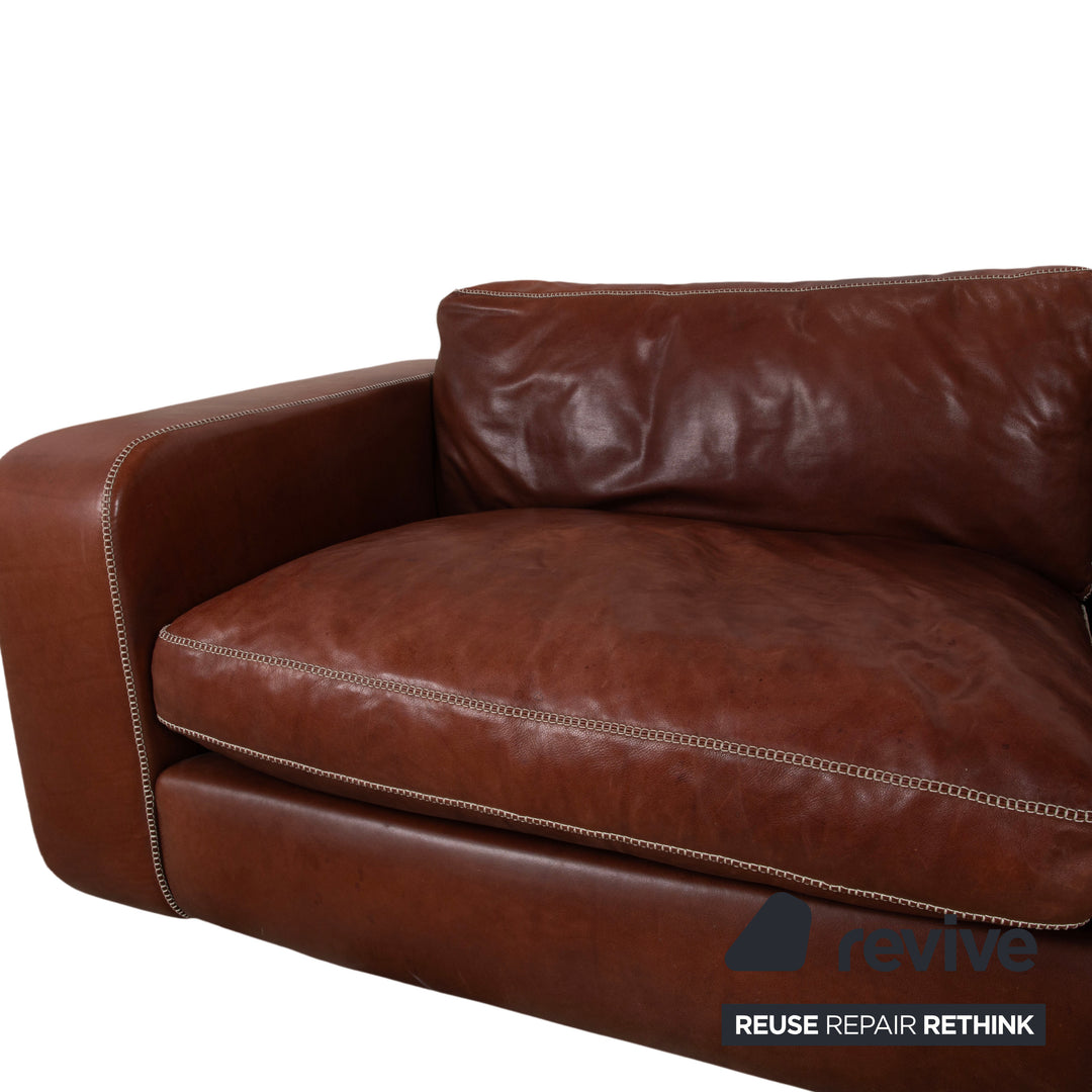 Machalke Valentino Dreisitzer Leder Sofa Braun Couch