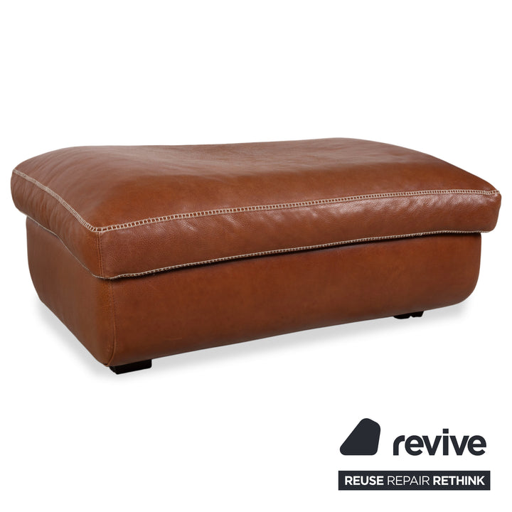 Machalke Valentino Garnitur Leder Dreisitzer Sessel Hocker Braun Cognac Sofa Couch