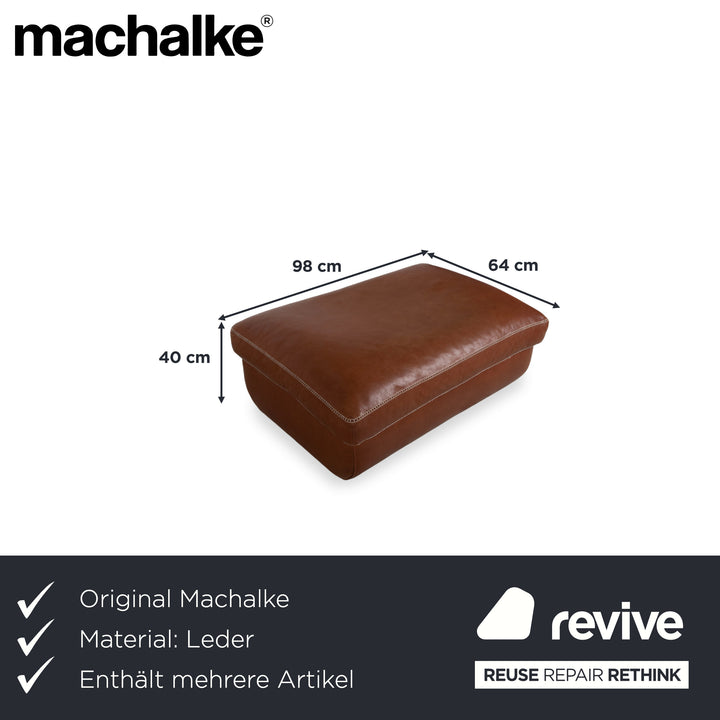Machalke Valentino Garnitur Leder Dreisitzer Sessel Hocker Braun Cognac Sofa Couch