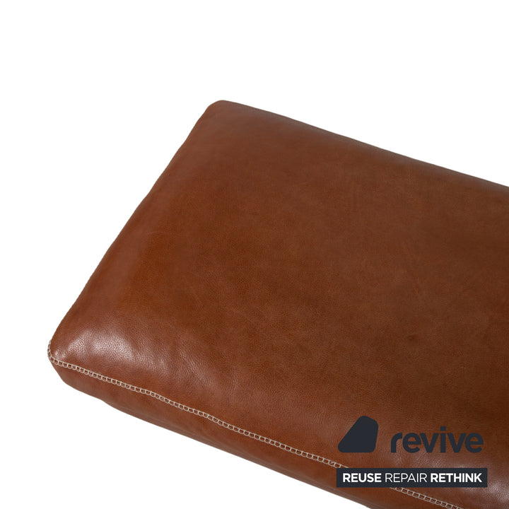 Machalke Valentino Garnitur Leder Dreisitzer Sessel Hocker Braun Cognac Sofa Couch