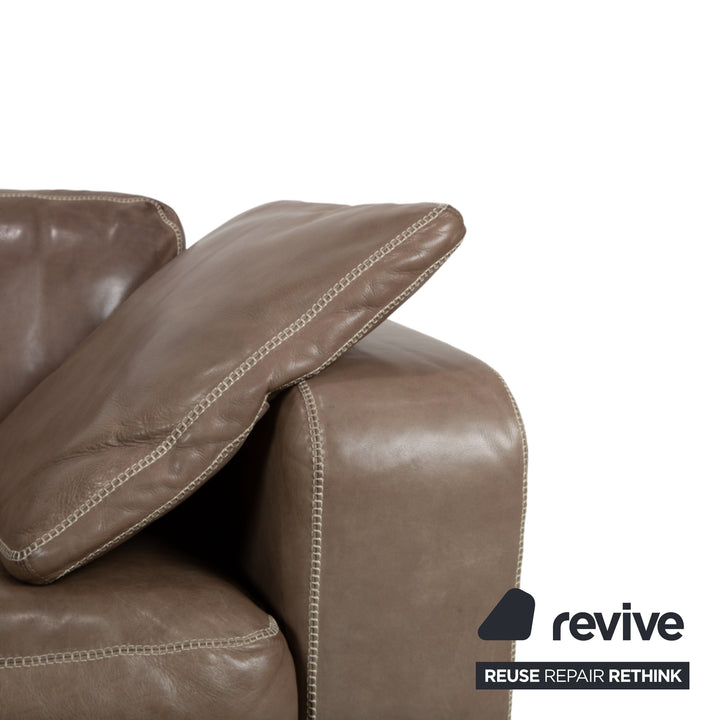 Machalke Valentino Garnitur Leder Ecksofa Hocker Braun Taupe Sofa Couch