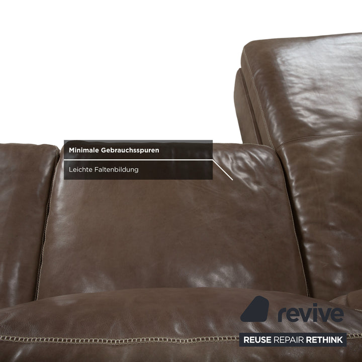 Machalke Valentino Garnitur Leder Ecksofa Hocker Braun Taupe Sofa Couch