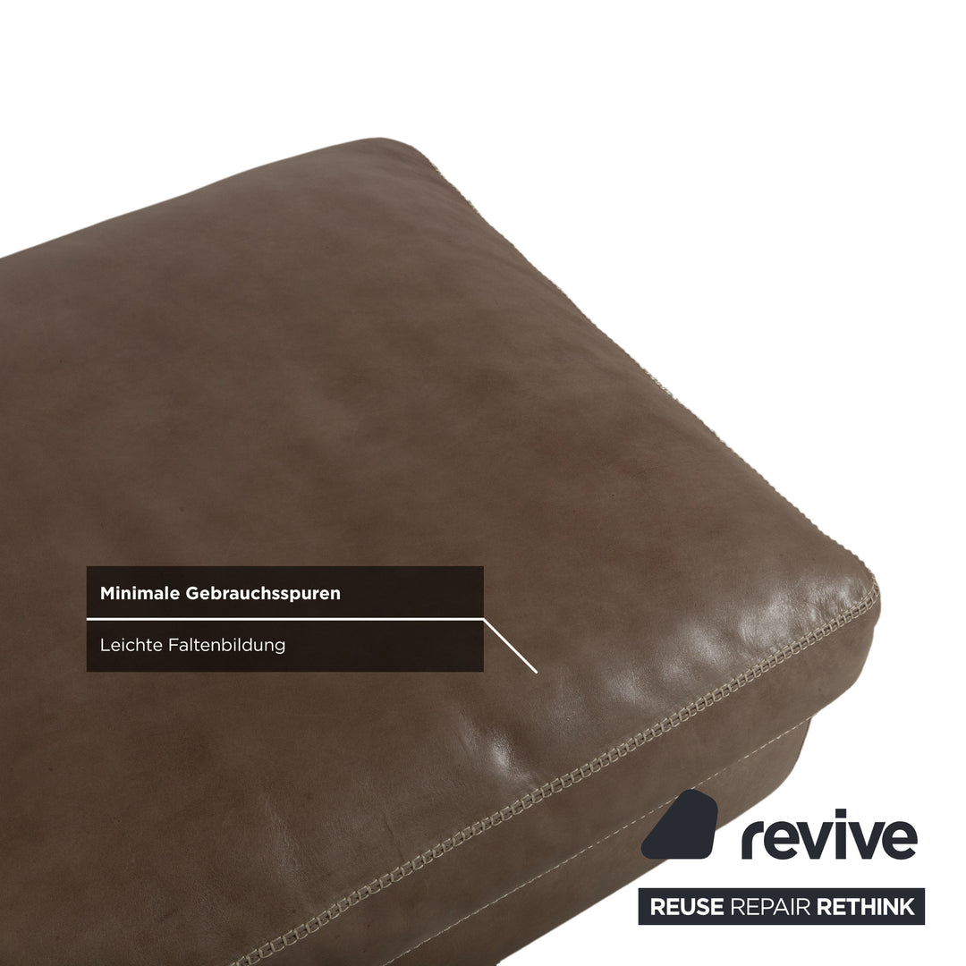 Machalke Valentino Garnitur Leder Ecksofa Hocker Braun Taupe Sofa Couch