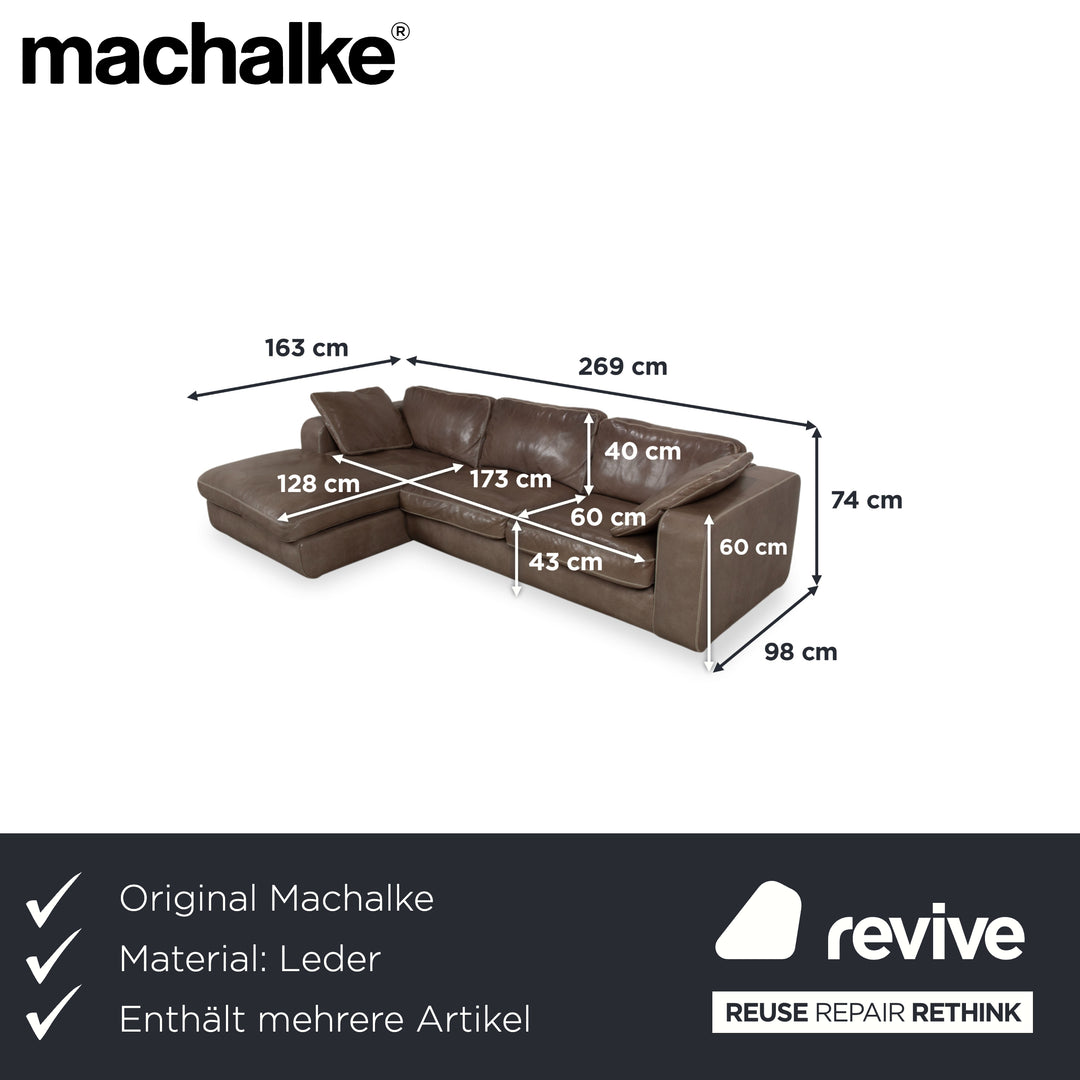 Machalke Valentino Garnitur Leder Ecksofa Hocker Braun Taupe Sofa Couch