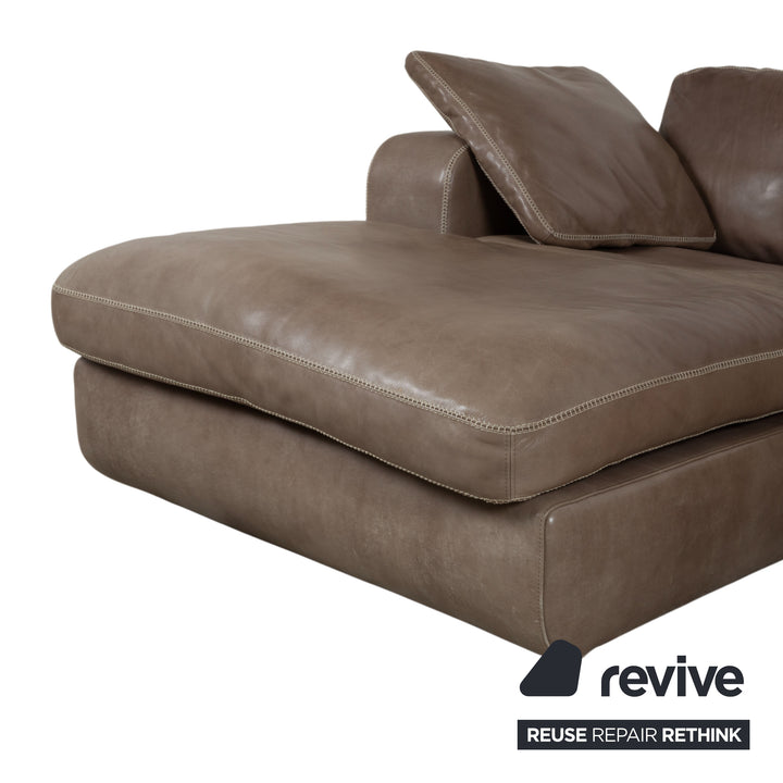 Machalke Valentino Garnitur Leder Ecksofa Hocker Braun Taupe Sofa Couch