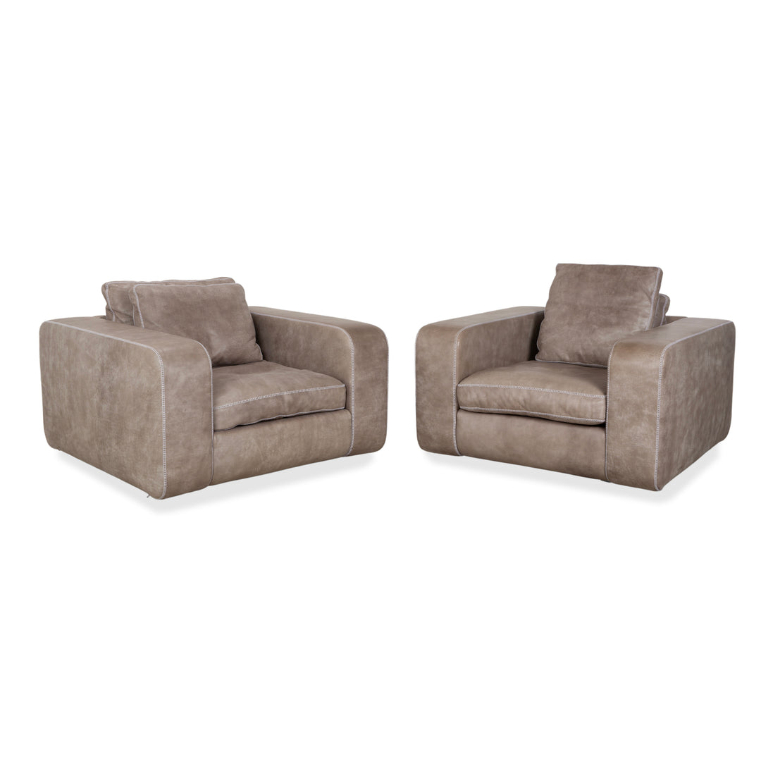 Machalke Valentino Leder 2x Sessel Grau