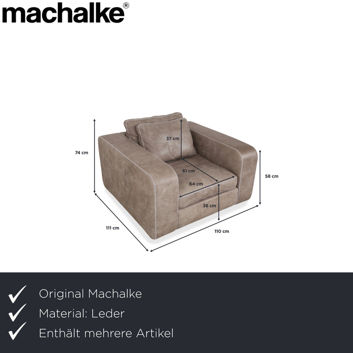 Machalke Valentino Leder 2x Sessel Grau