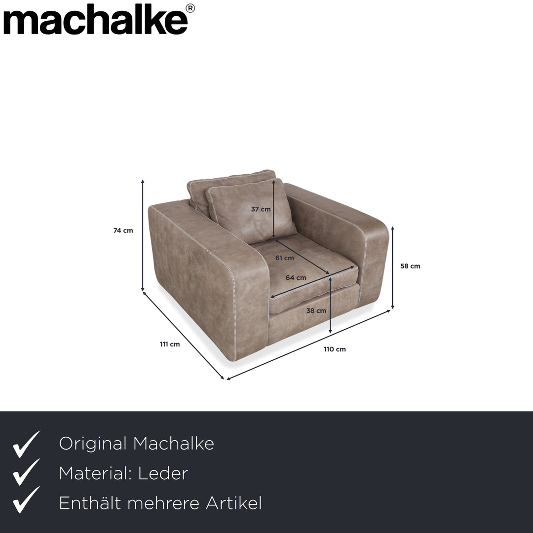 Machalke Valentino Leather Aniline Leather Armchair Grey