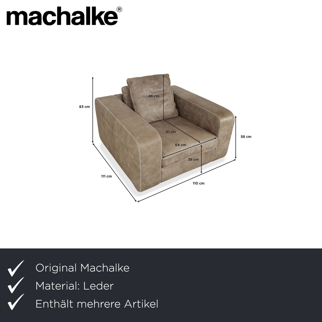 Machalke Valentino Leder 2x Sessel Grau