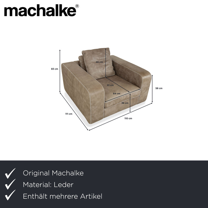 Machalke Valentino Leder 2x Sessel Grau