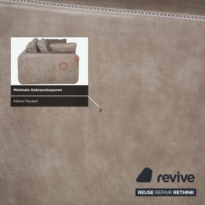 Machalke Valentino Leder Dreisitzer Beige Oliv Sofa Couch