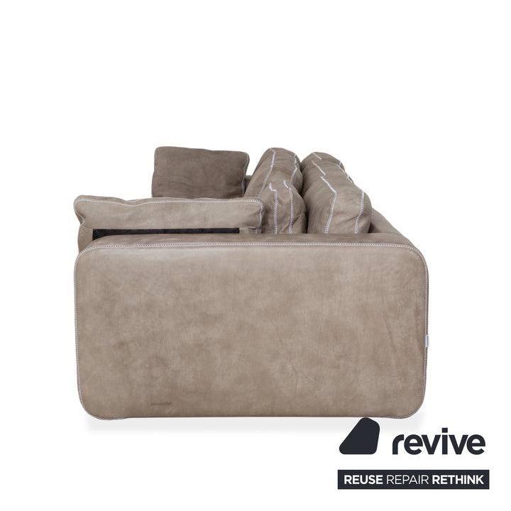 Machalke Valentino Leder Dreisitzer Beige Oliv Sofa Couch