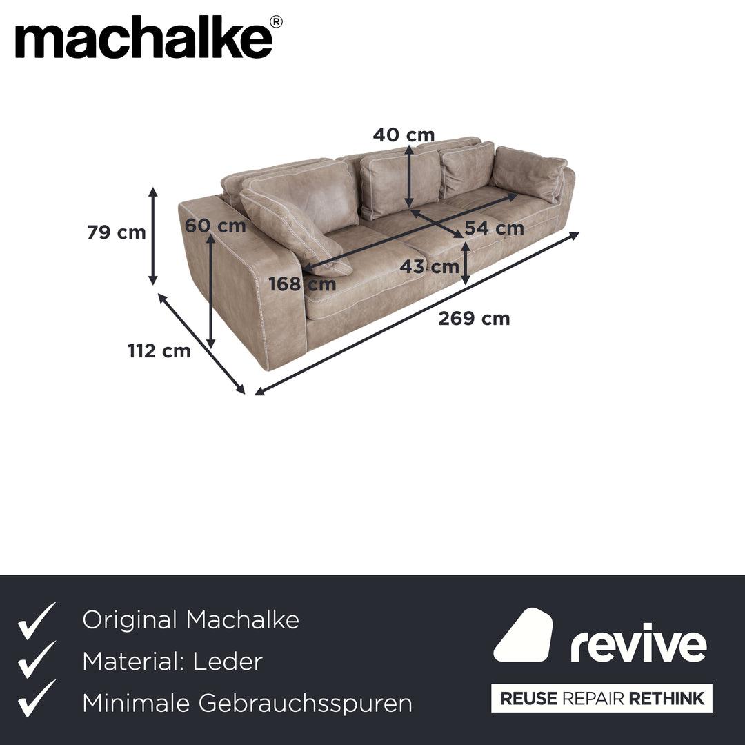 Machalke Valentino Leder Dreisitzer Beige Oliv Sofa Couch
