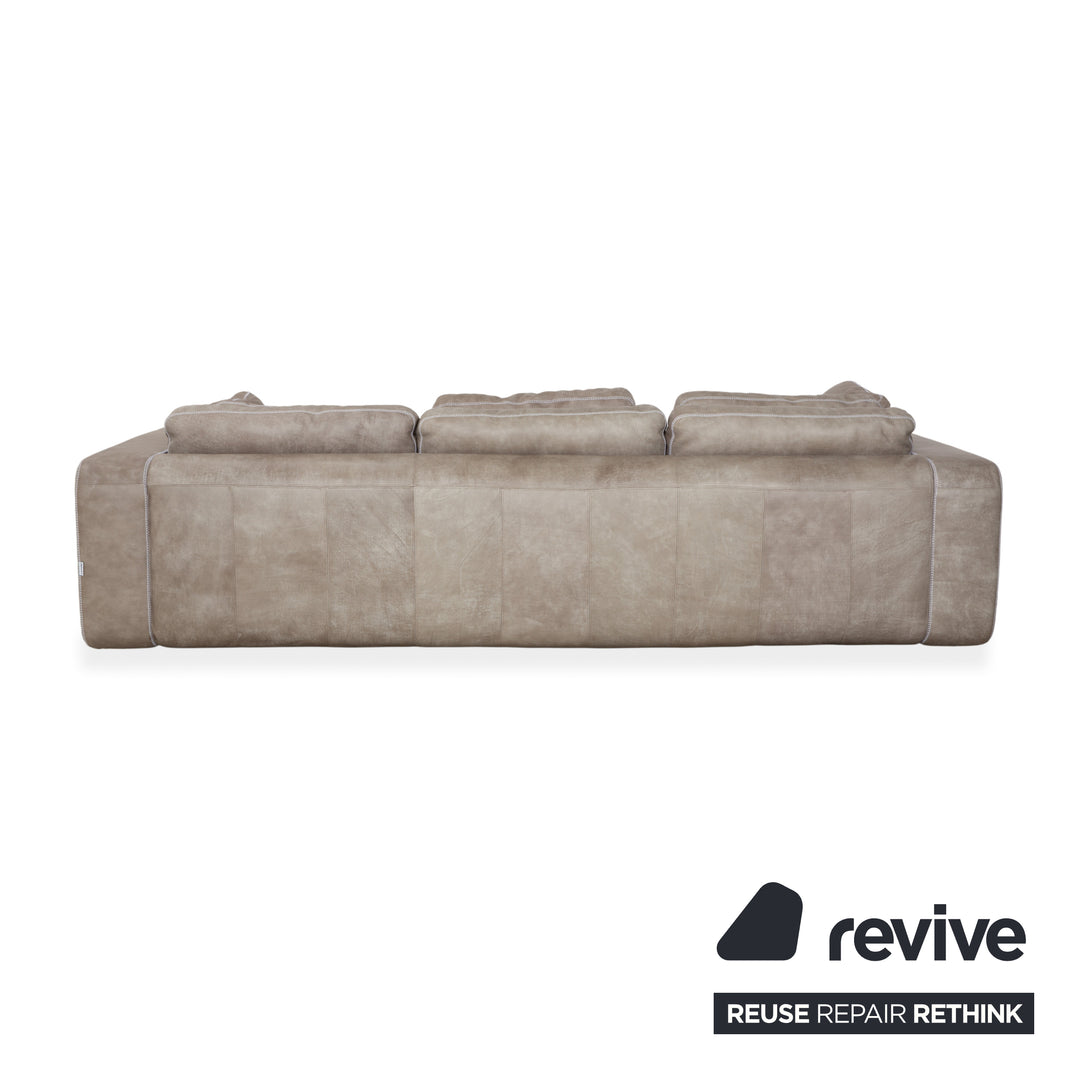Canapé trois places en cuir beige olive Machalke Valentino