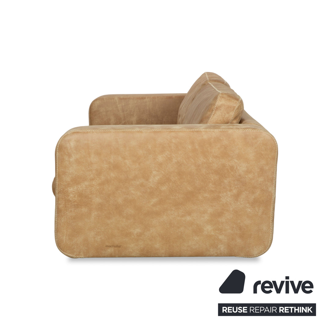 Machalke Valentino Leather Three-Seater Brown Beige Sofa Couch