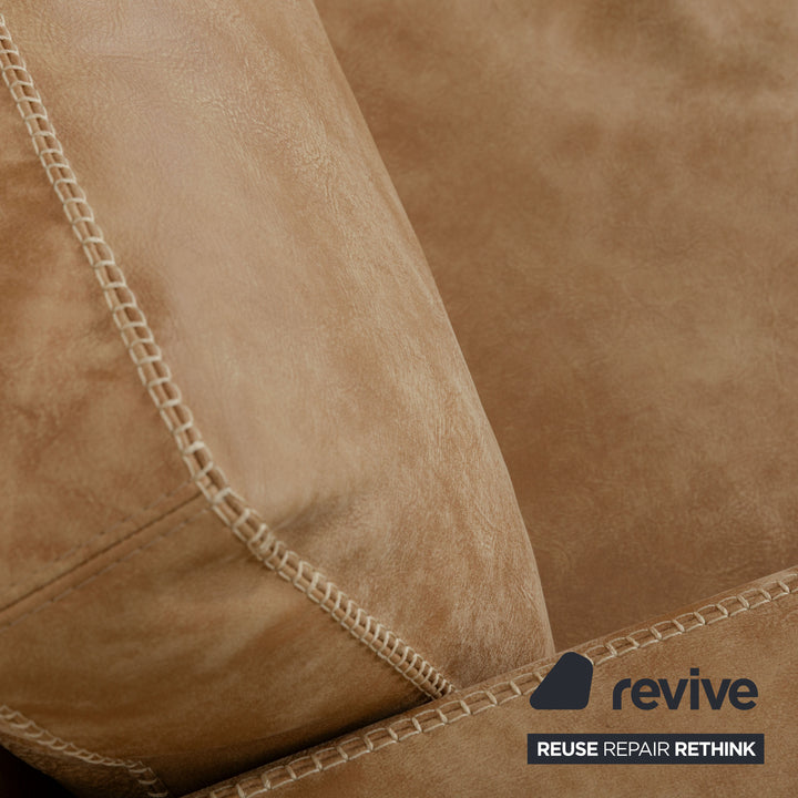 Machalke Valentino Leather Three-Seater Brown Beige Sofa Couch
