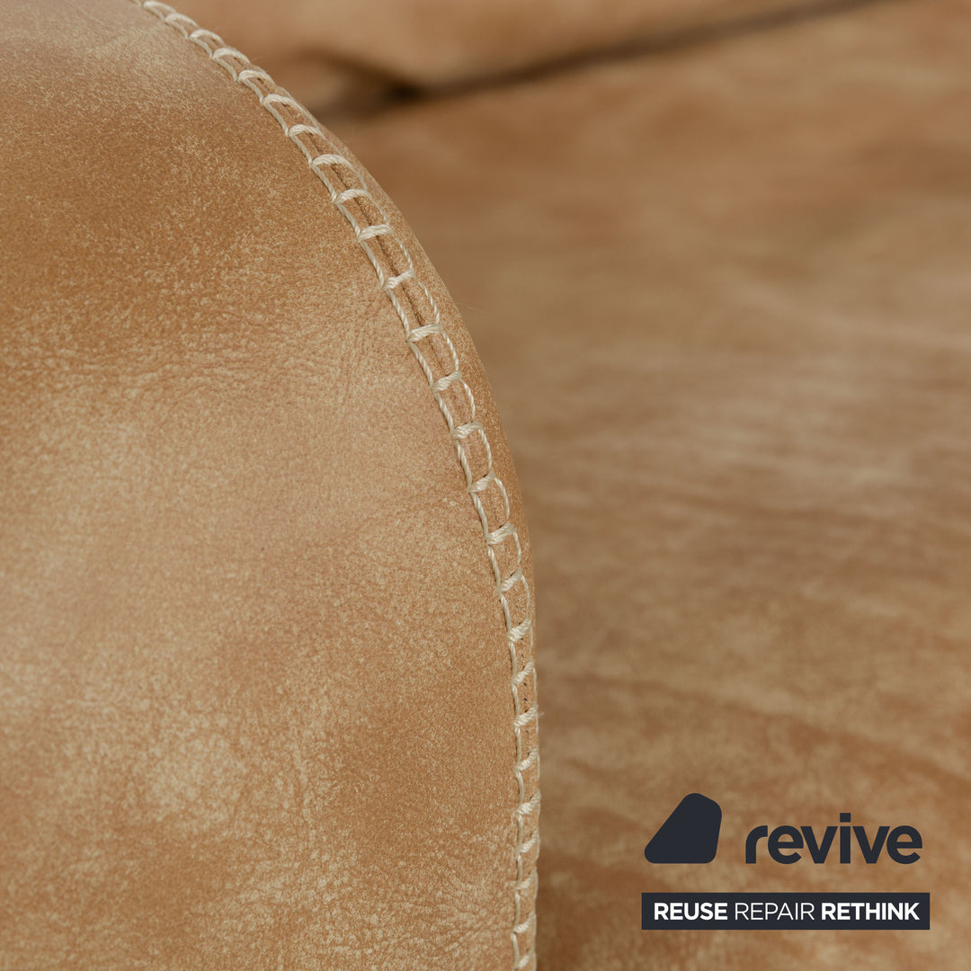 Machalke Valentino Leather Three-Seater Brown Beige Sofa Couch