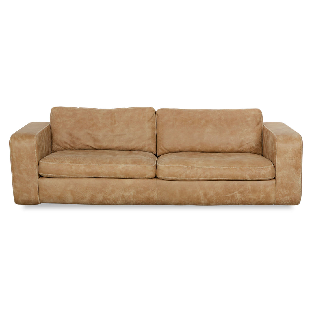 Machalke Valentino Leather Three-Seater Brown Beige Sofa Couch