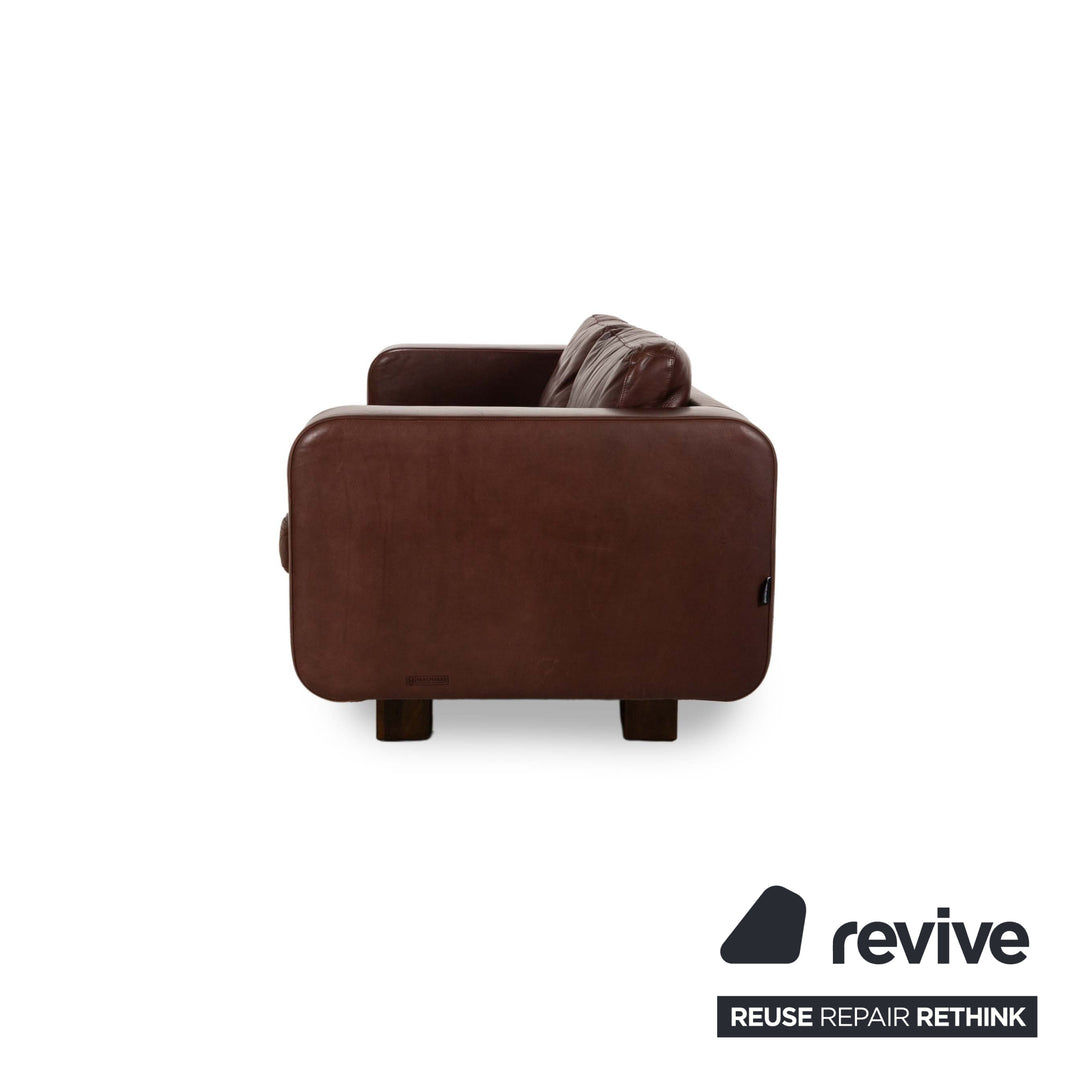 Machalke Valentino Leather Three Seater Brown Sofa Couch