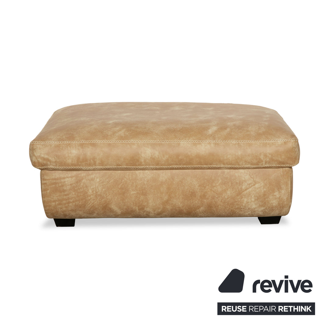 Machalke Valentino Leder Dreisitzer + Sessel + Hocker Braun Beige Sofa Couch