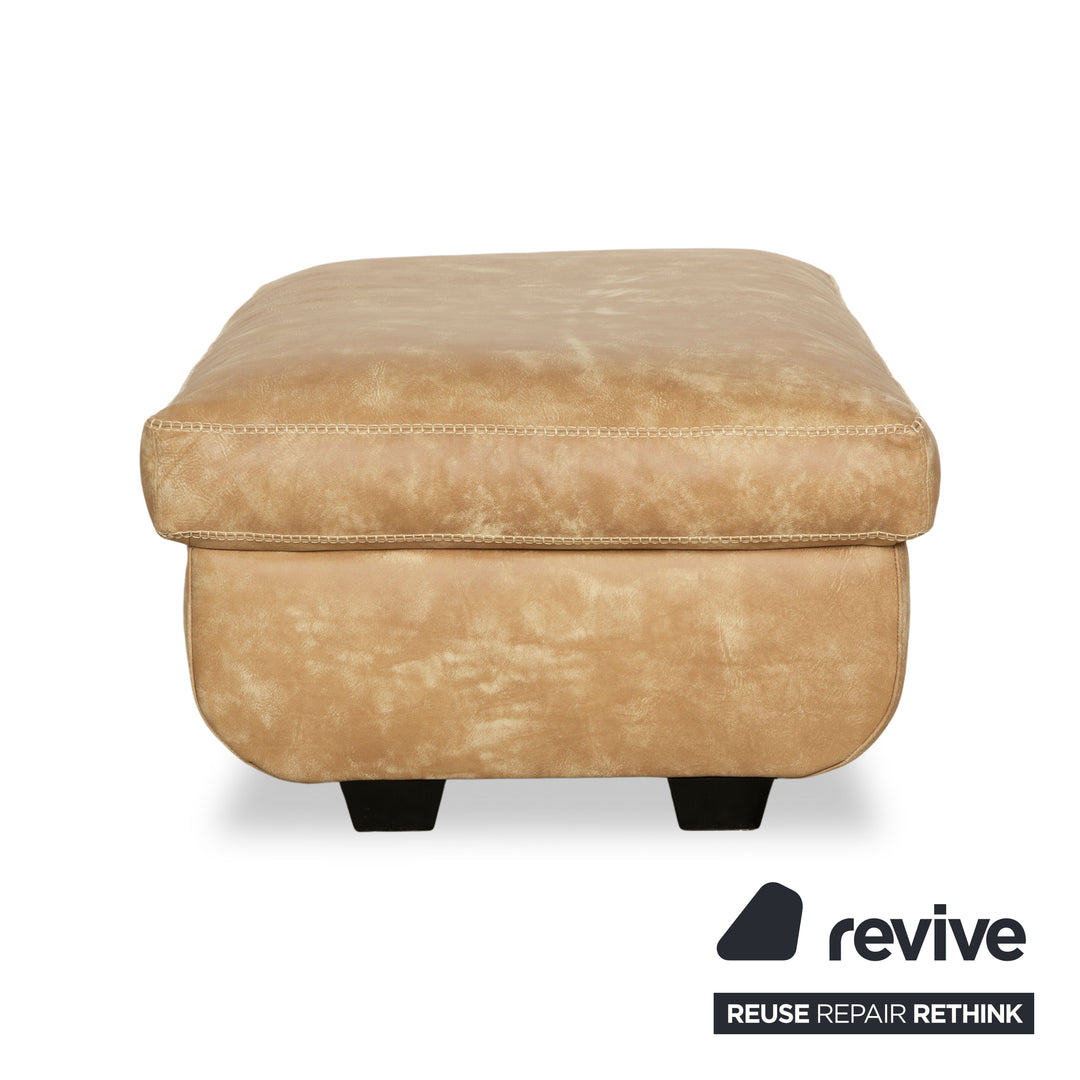 Machalke Valentino Leder Dreisitzer + Sessel + Hocker Braun Beige Sofa Couch