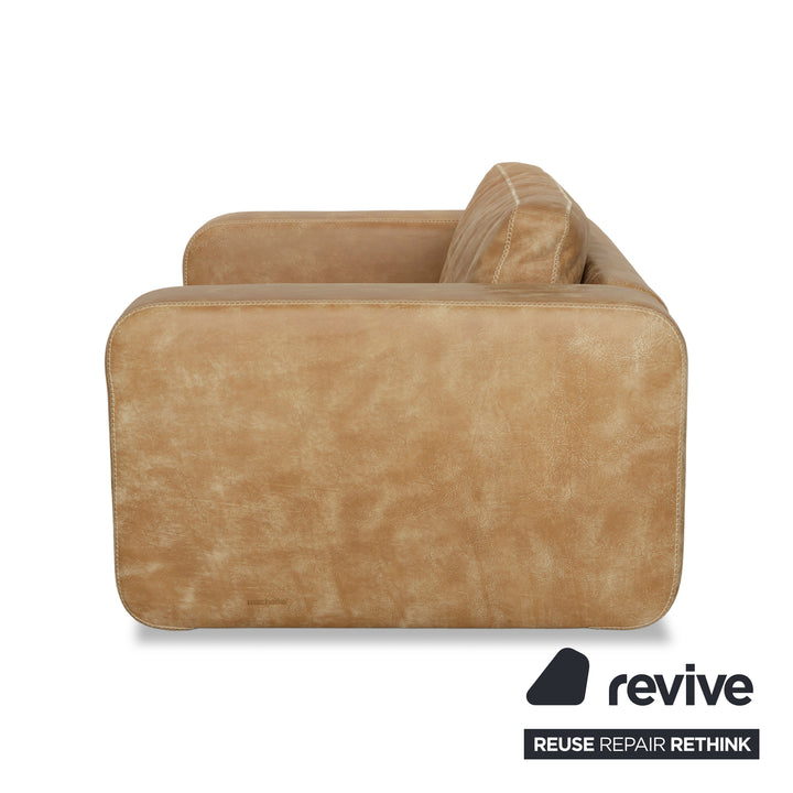 Machalke Valentino Leder Dreisitzer + Sessel + Hocker Braun Beige Sofa Couch