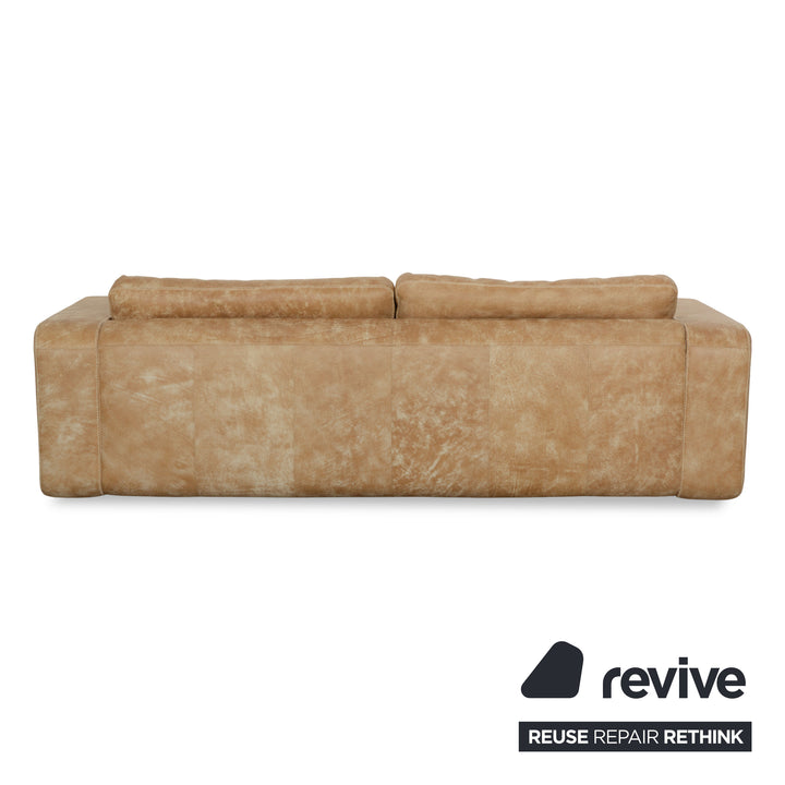 Machalke Valentino Leder Dreisitzer + Sessel + Hocker Braun Beige Sofa Couch