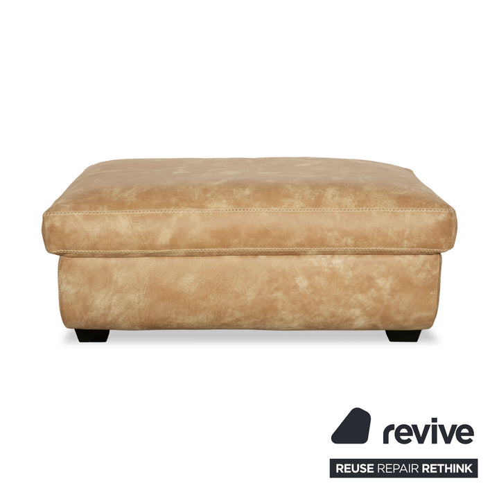 Machalke Valentino Leder Dreisitzer + Sessel + Hocker Braun Beige Sofa Couch