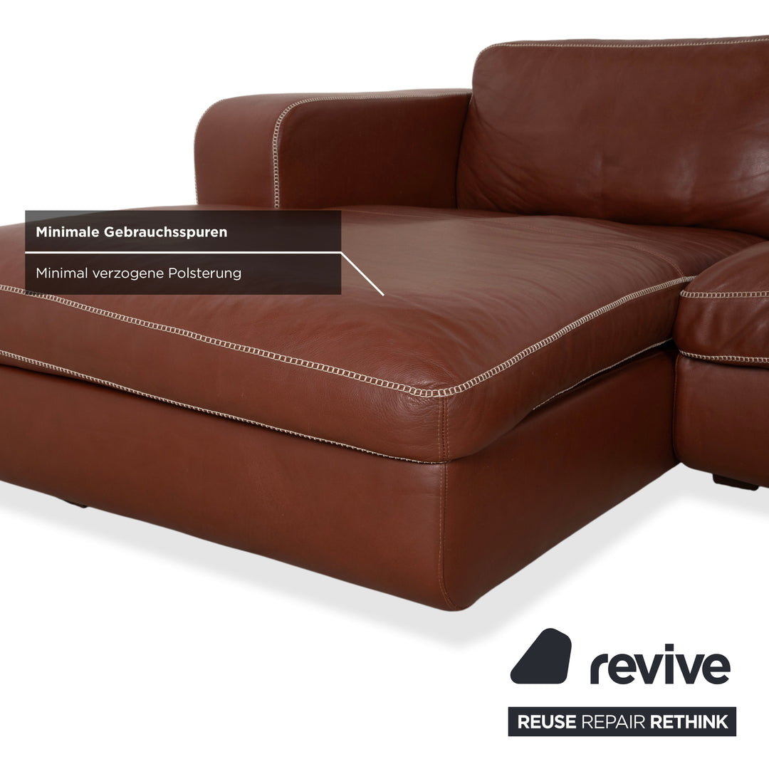 Machalke Valentino Leather Corner Sofa Brown Cognac Sofa Couch