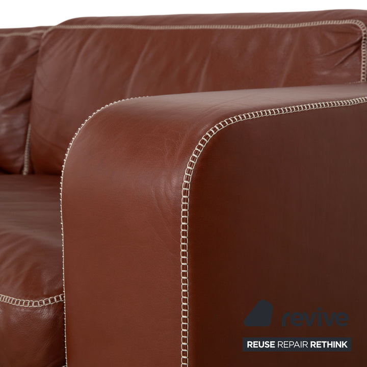 Machalke Valentino Leather Corner Sofa Brown Cognac Sofa Couch