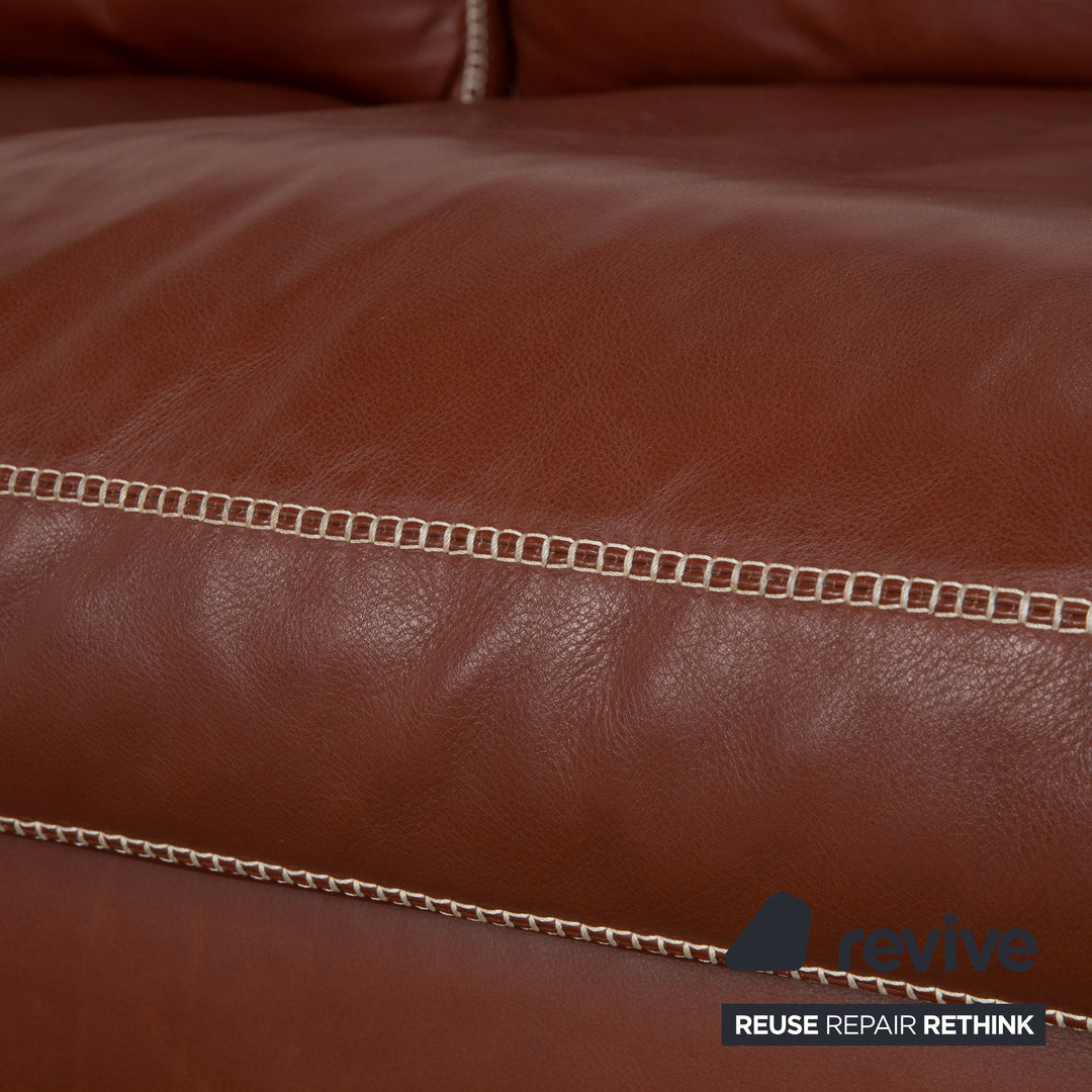 Machalke Valentino Leather Corner Sofa Brown Cognac Sofa Couch