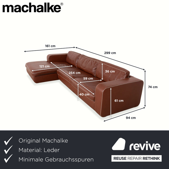 Machalke Valentino Leather Corner Sofa Brown Cognac Sofa Couch