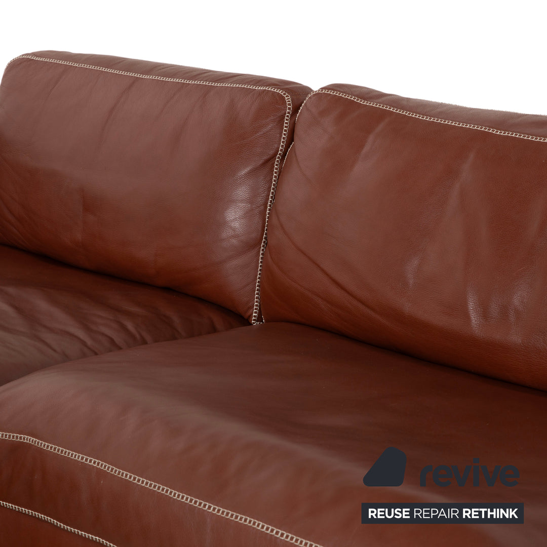 Machalke Valentino Leather Corner Sofa Brown Cognac Sofa Couch