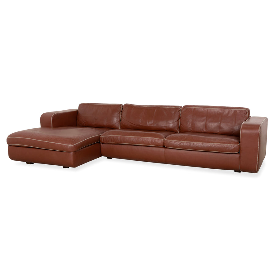 Machalke Valentino Leather Corner Sofa Brown Cognac Sofa Couch