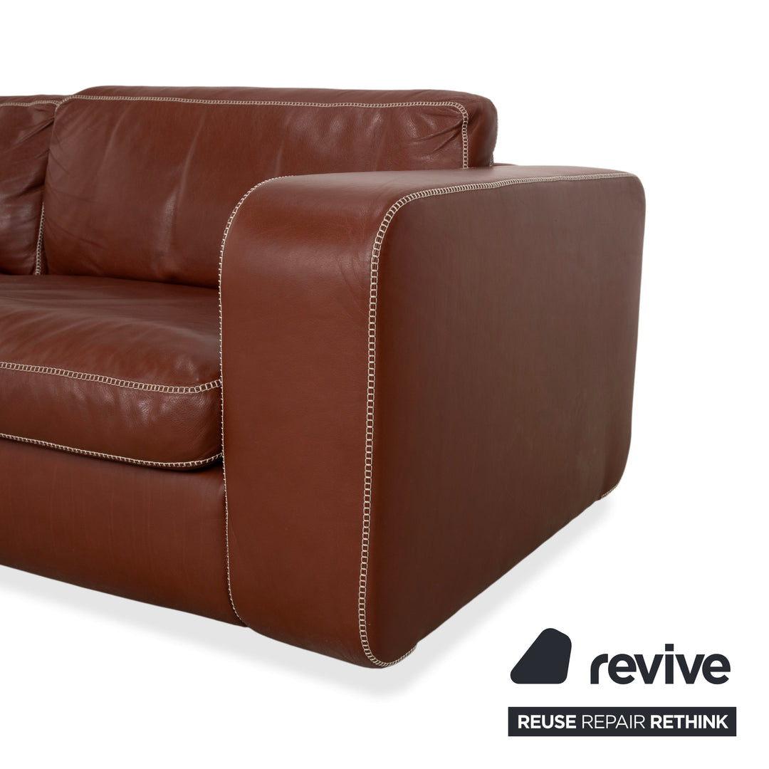 Machalke Valentino Leather Corner Sofa Brown Cognac Sofa Couch