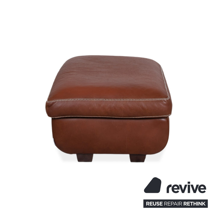 Machalke Valentino Leather Ottoman Brown Cognac Chestnut
