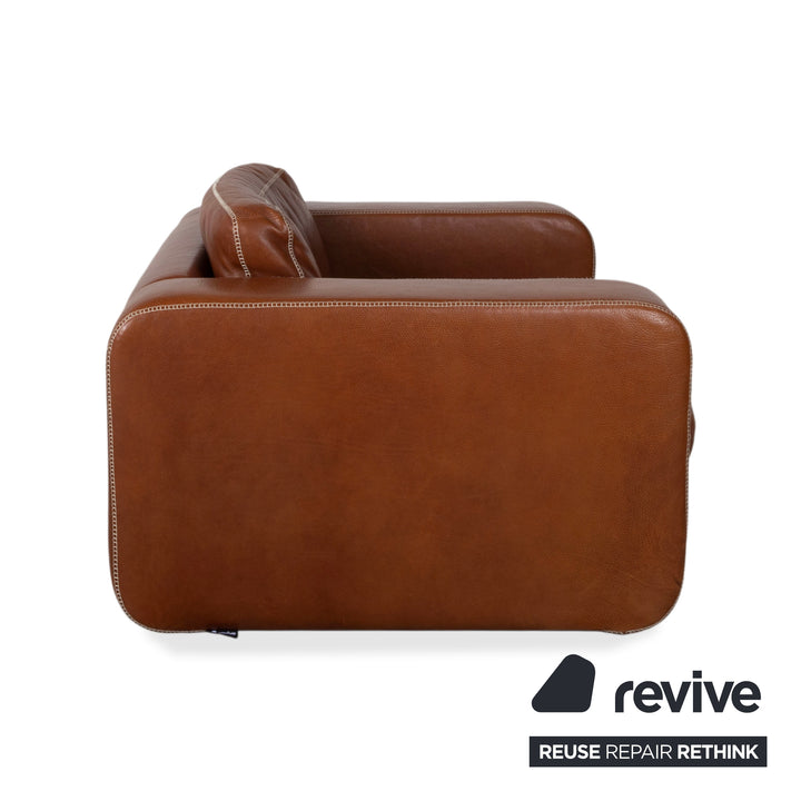 Fauteuil en cuir Machalke Valentino marron cognac