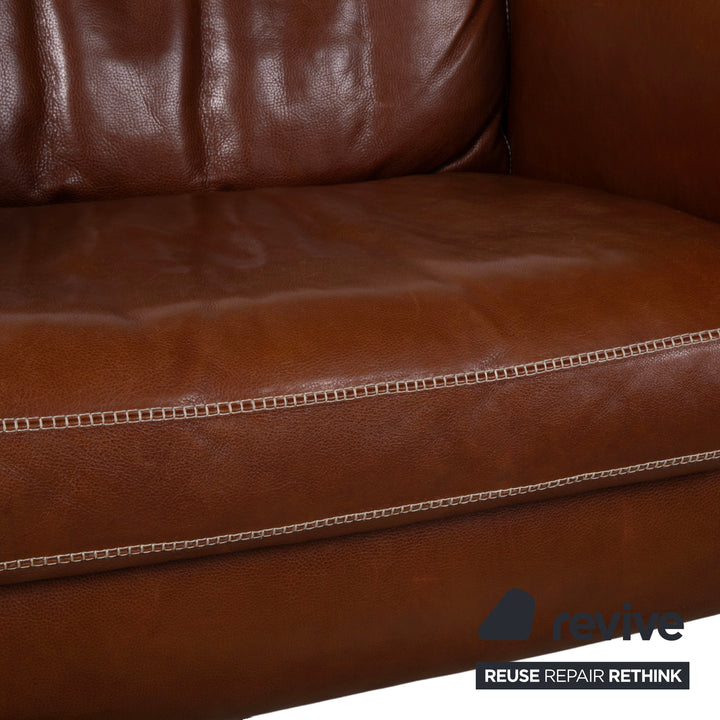 Fauteuil en cuir Machalke Valentino marron cognac