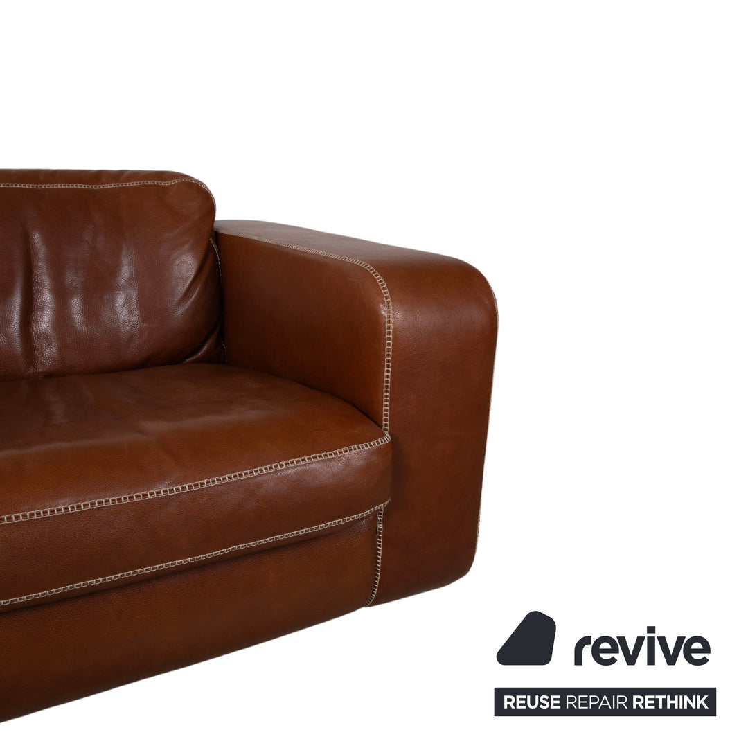 Fauteuil en cuir Machalke Valentino marron cognac