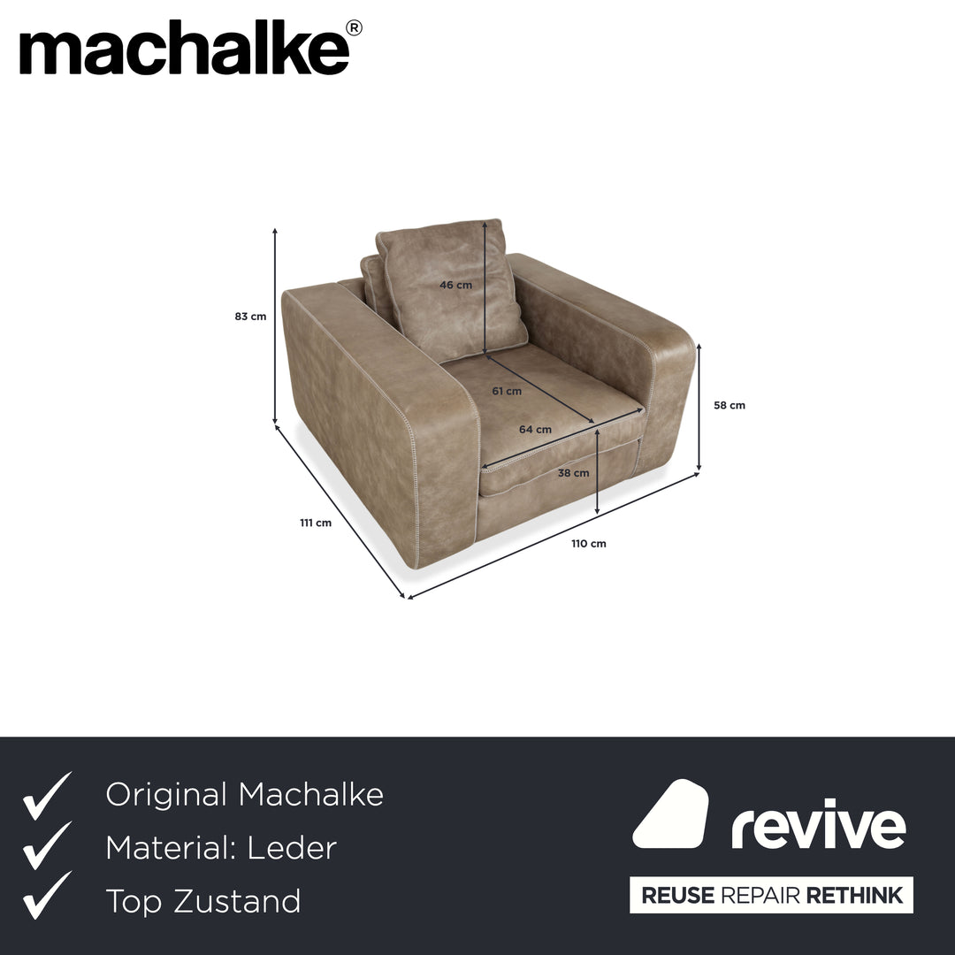 Fauteuil Machalke Valentino en cuir aniline gris