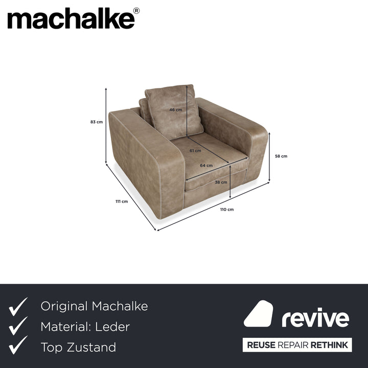 Fauteuil Machalke Valentino en cuir aniline gris