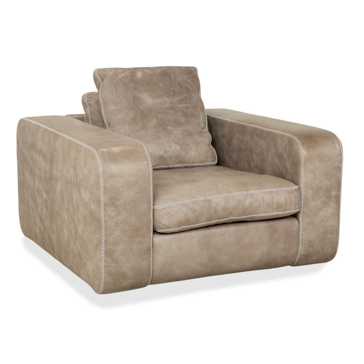 Fauteuil Machalke Valentino en cuir aniline gris